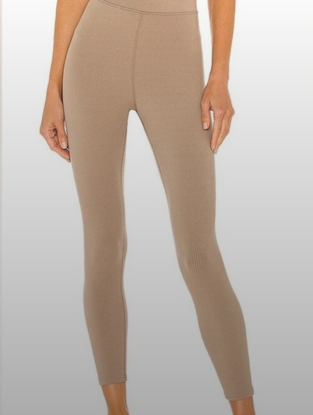 Alo Yoga Blissful Ribbed High-Rise Leggings - Gravel